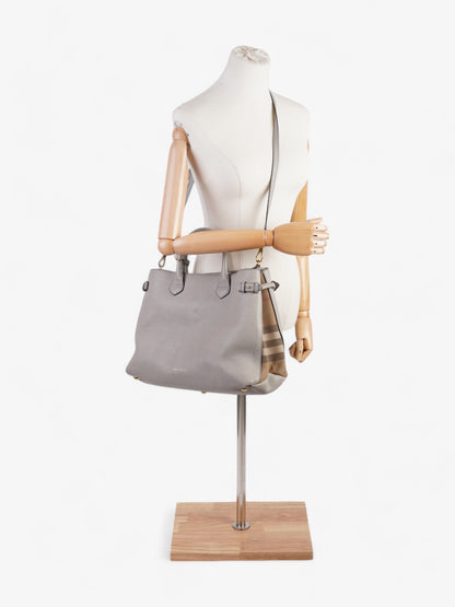 Burberry Banner Bag Grey / House Check Leather Large