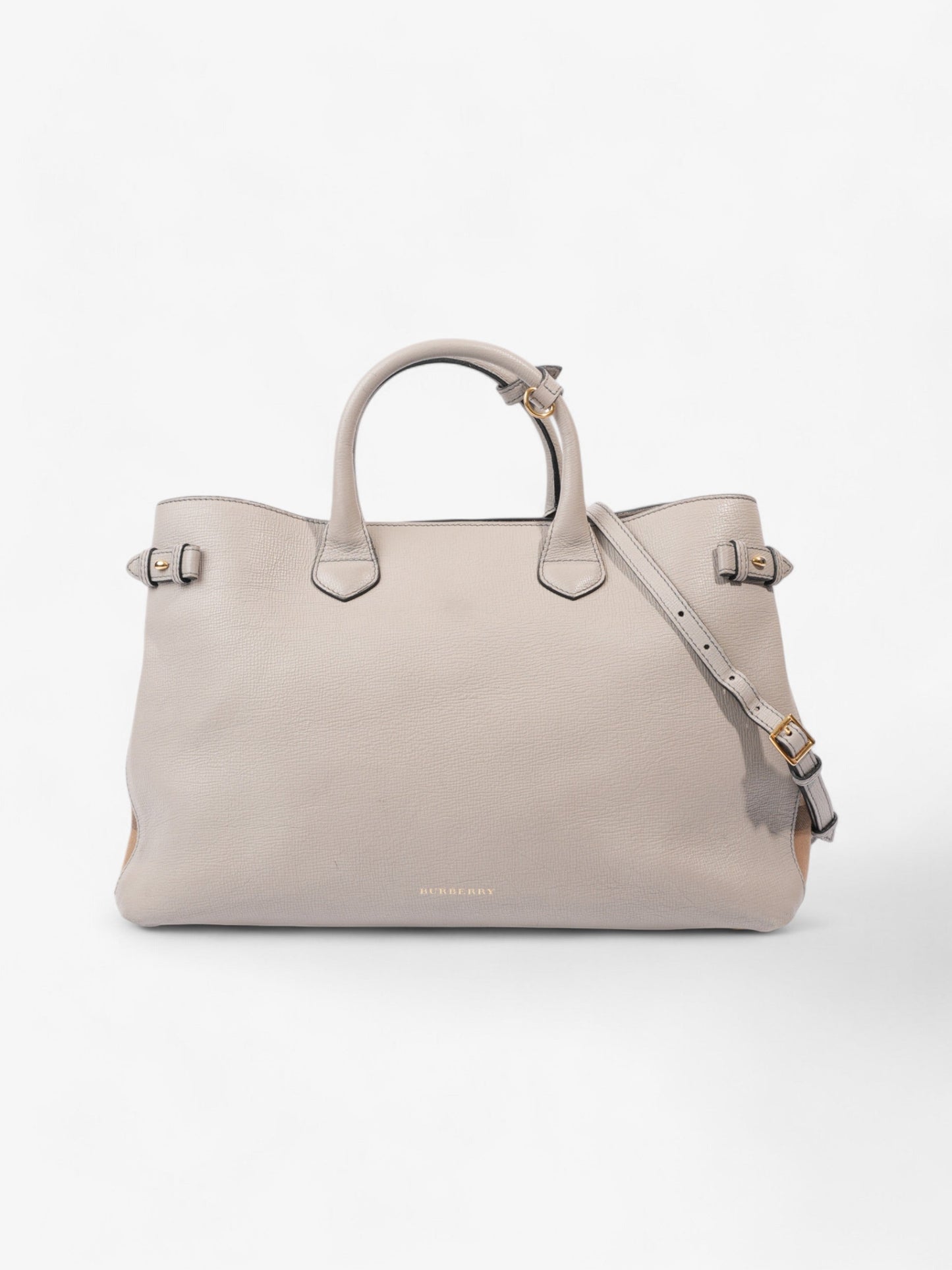 Burberry Banner Bag Grey / House Check Leather Large