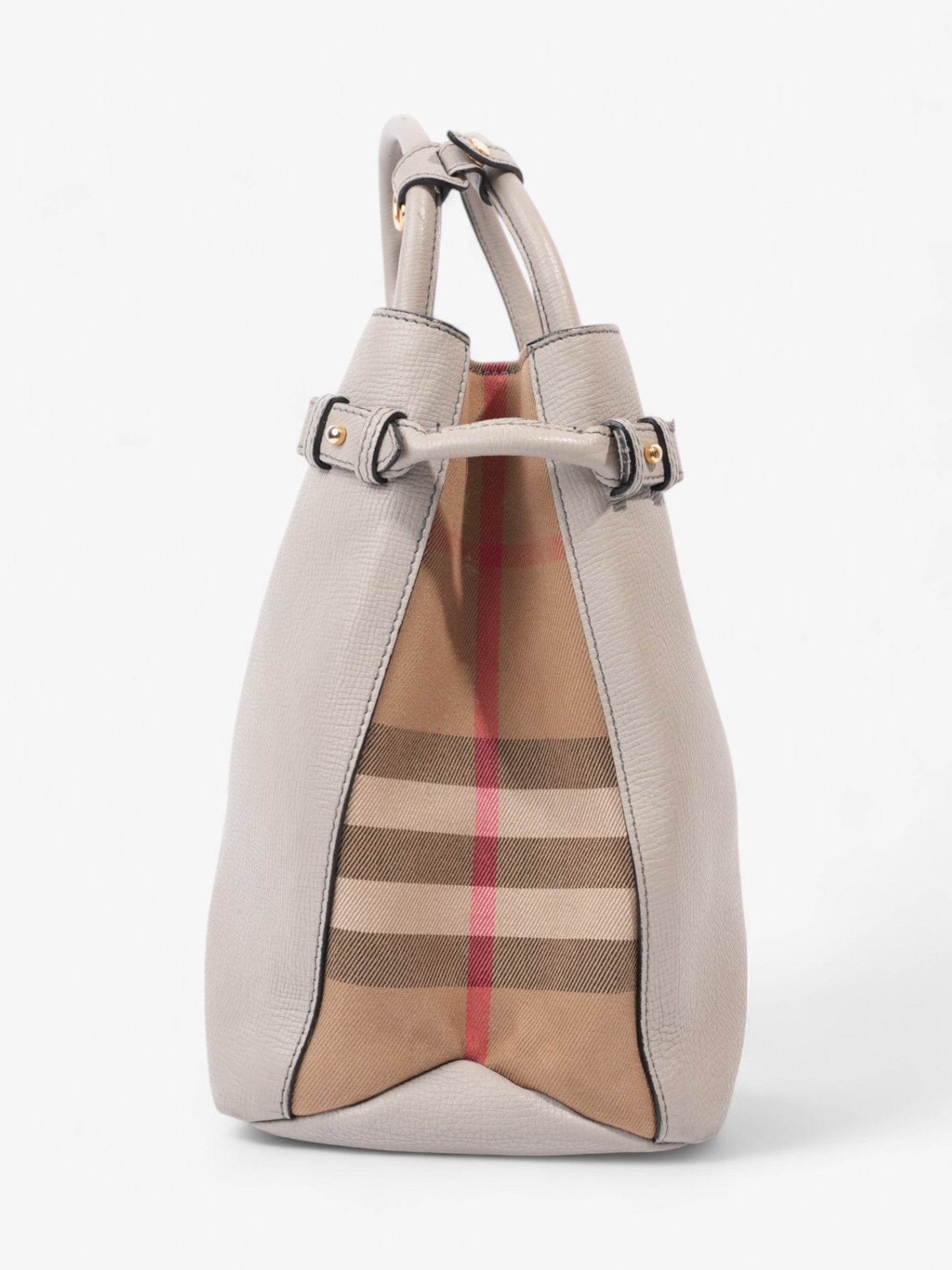 Burberry Banner Bag Grey / House Check Leather Large
