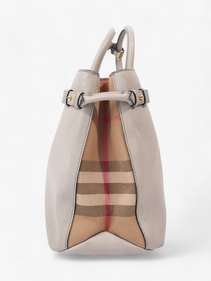 Burberry Banner Bag Grey / House Check Leather Large
