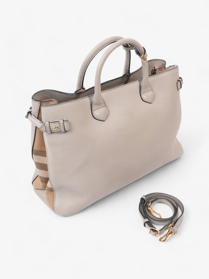Burberry Banner Bag Grey / House Check Leather Large