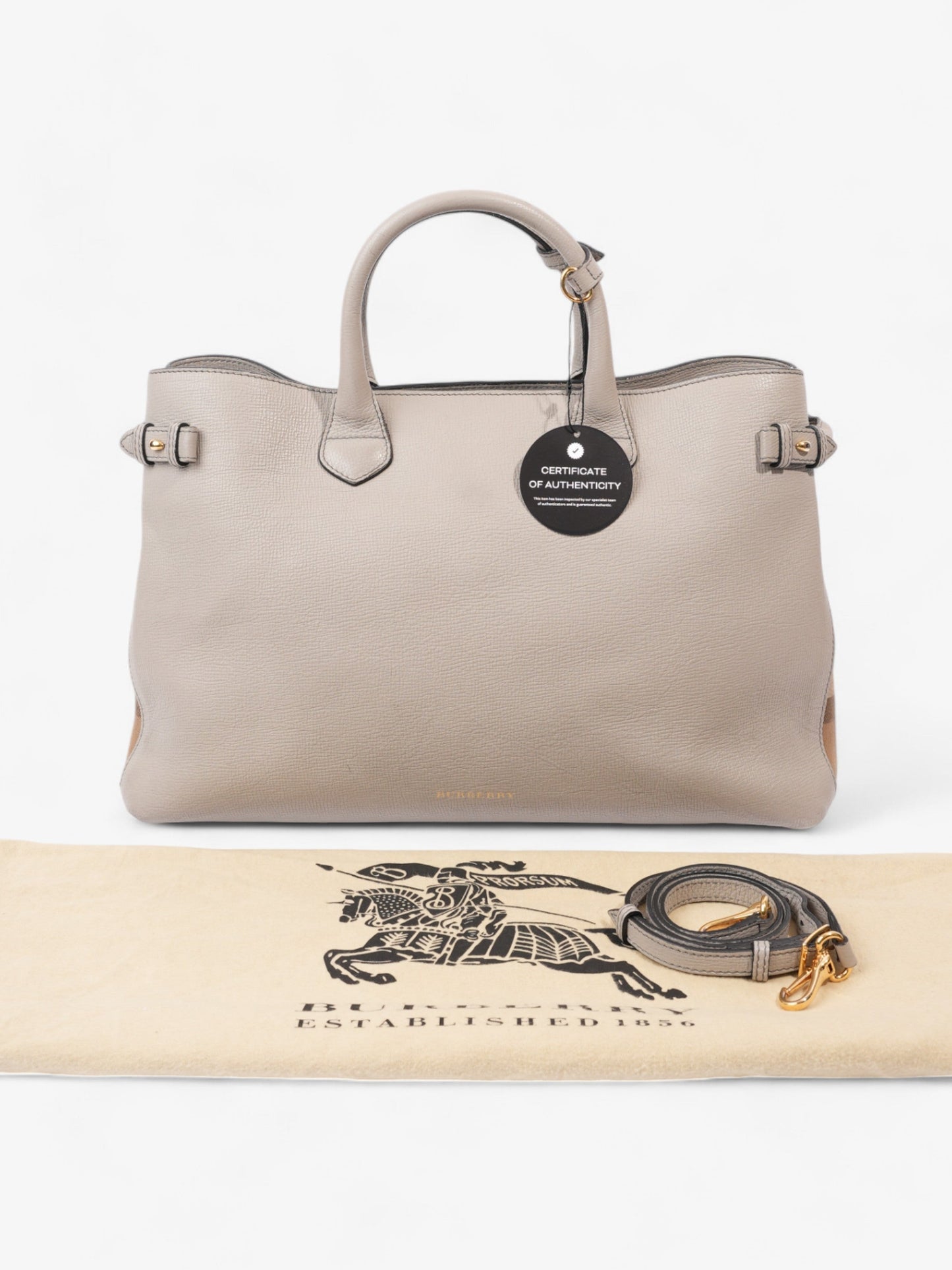 Burberry Banner Bag Grey / House Check Leather Large