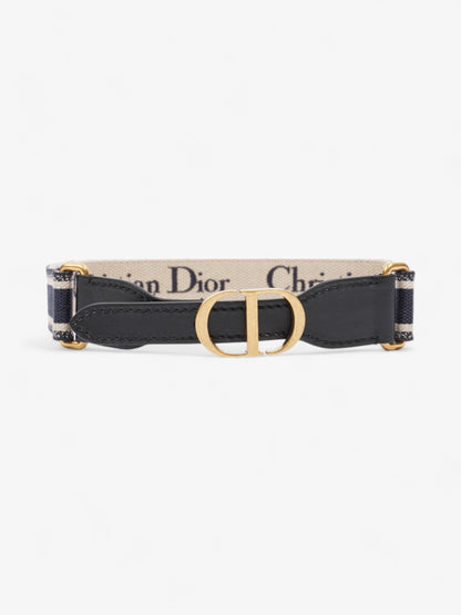 Christian Dior CD Belt Blue / Black / Gold Canvas Medium - 87.5cm