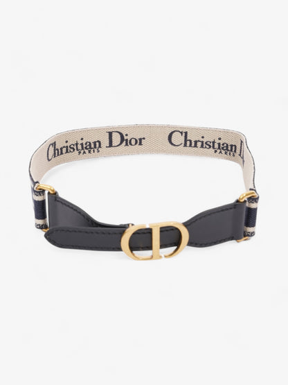 Christian Dior CD Belt Blue / Black / Gold Canvas Medium - 87.5cm