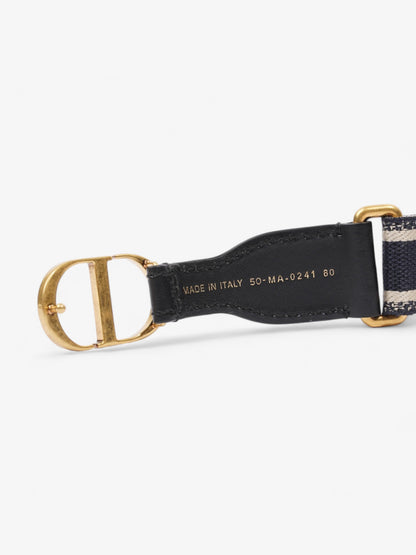 Christian Dior CD Belt Blue / Black / Gold Canvas Medium - 87.5cm