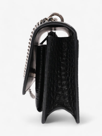 Saint Laurent Sunset Chain Wallet Black Embossed Leather
