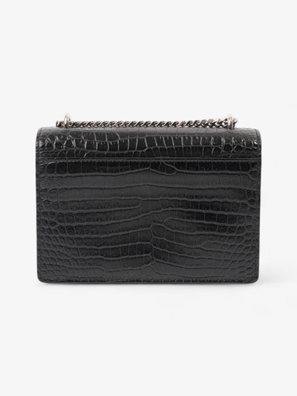 Saint Laurent Sunset Chain Wallet Black Embossed Leather