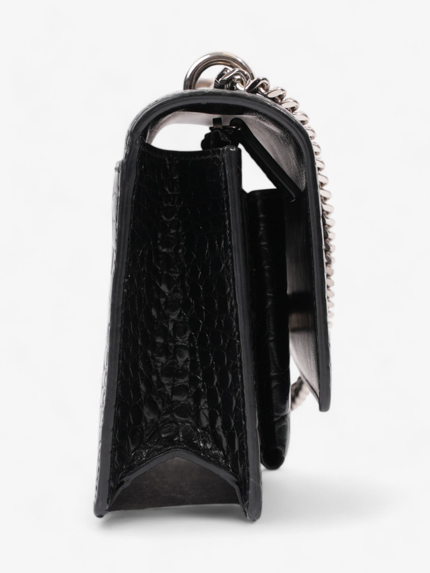 Saint Laurent Sunset Chain Wallet Black Embossed Leather