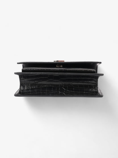 Saint Laurent Sunset Chain Wallet Black Embossed Leather