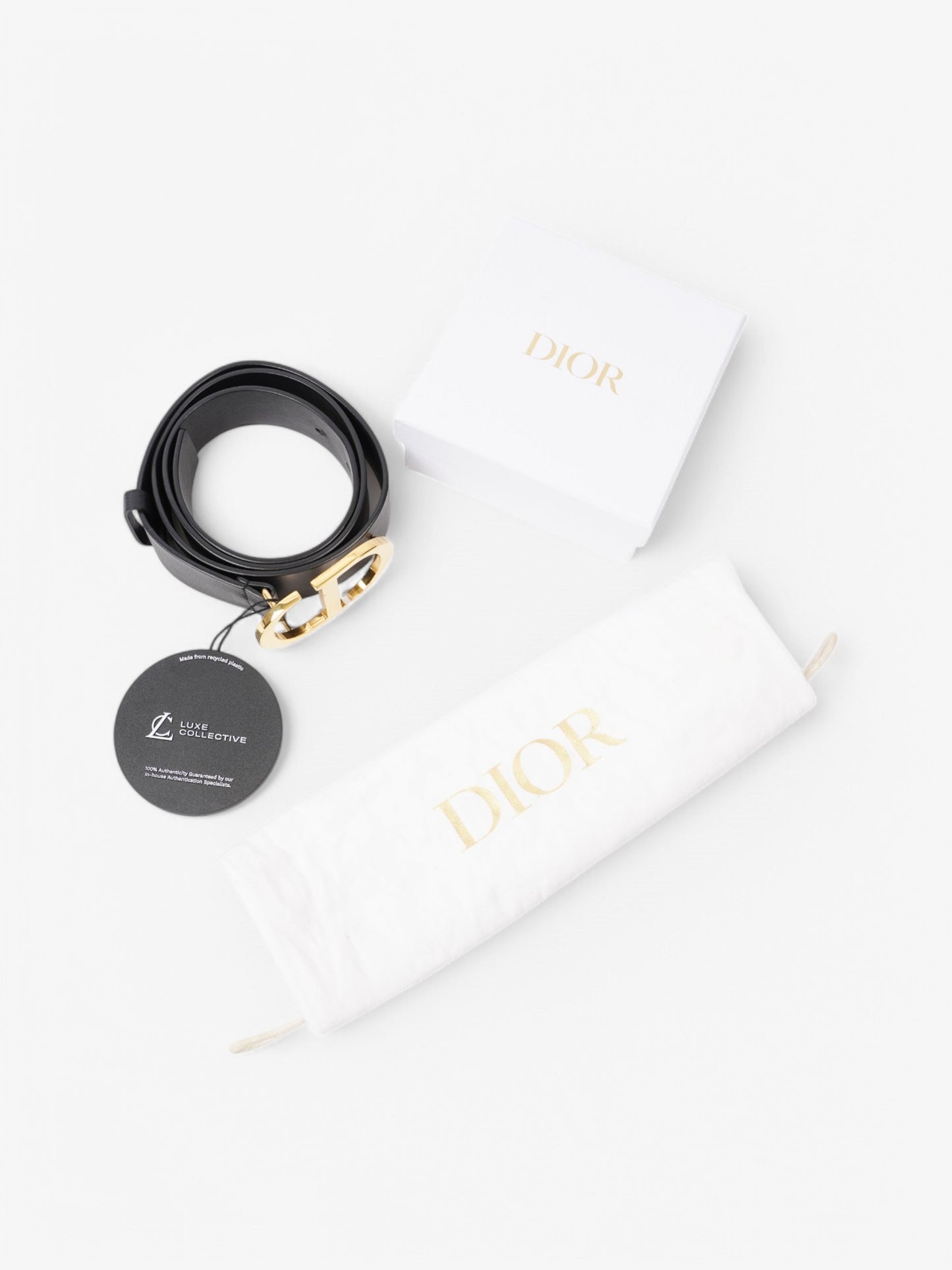 Christian Dior 30 Montaigne Belt Black Leather 95cm 38"