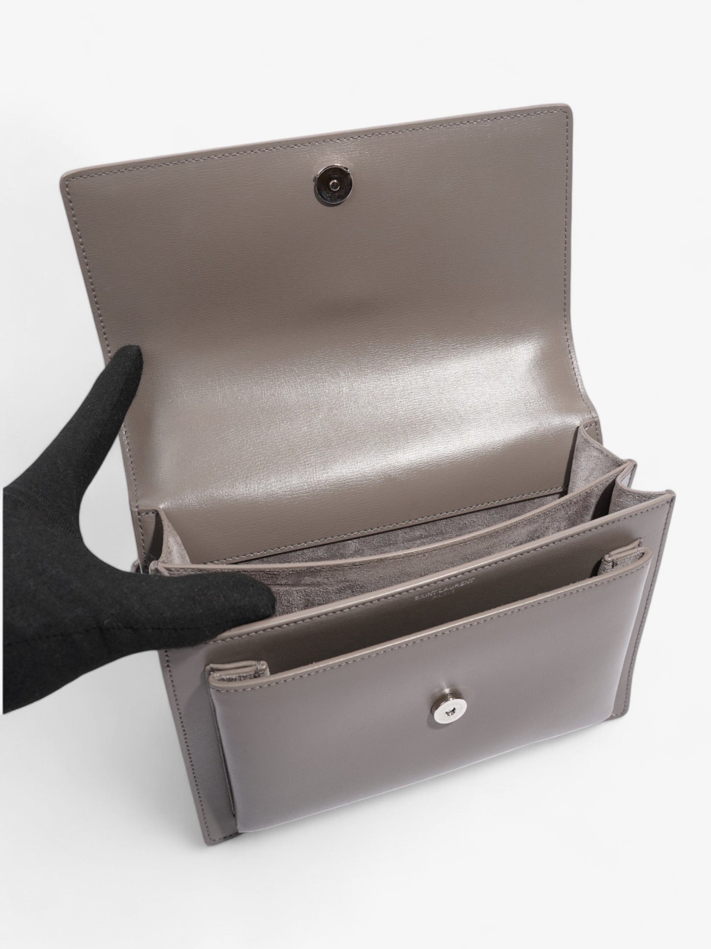 Saint Laurent Sunset Grey Calfskin Leather Medium