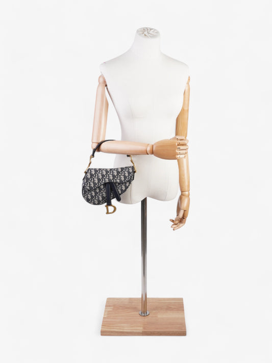Christian Dior Saddle Bag Blue Oblique Canvas Mini
