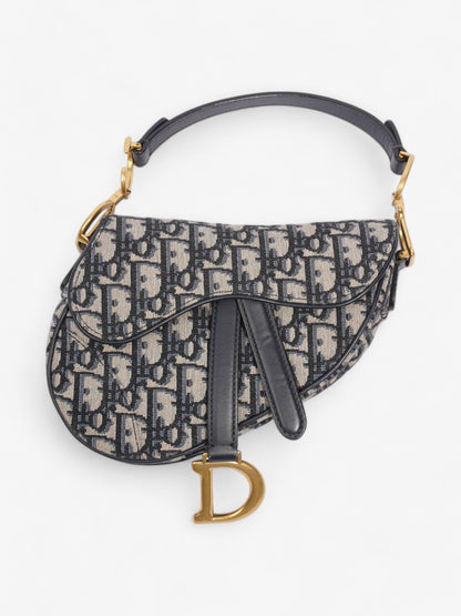 Christian Dior Saddle Bag Blue Oblique Canvas Mini