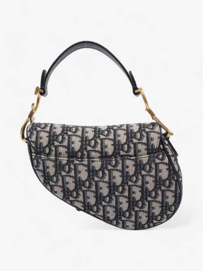 Christian Dior Saddle Bag Blue Oblique Canvas Mini