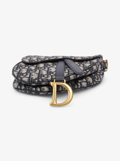 Christian Dior Saddle Bag Blue Oblique Canvas Mini