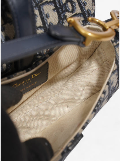 Christian Dior Saddle Bag Blue Oblique Canvas Mini