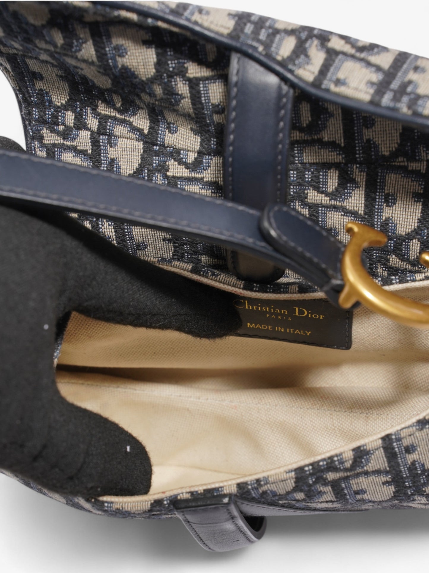 Christian Dior Saddle Bag Blue Oblique Canvas Mini