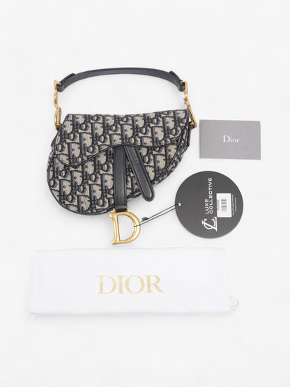 Christian Dior Saddle Bag Blue Oblique Canvas Mini