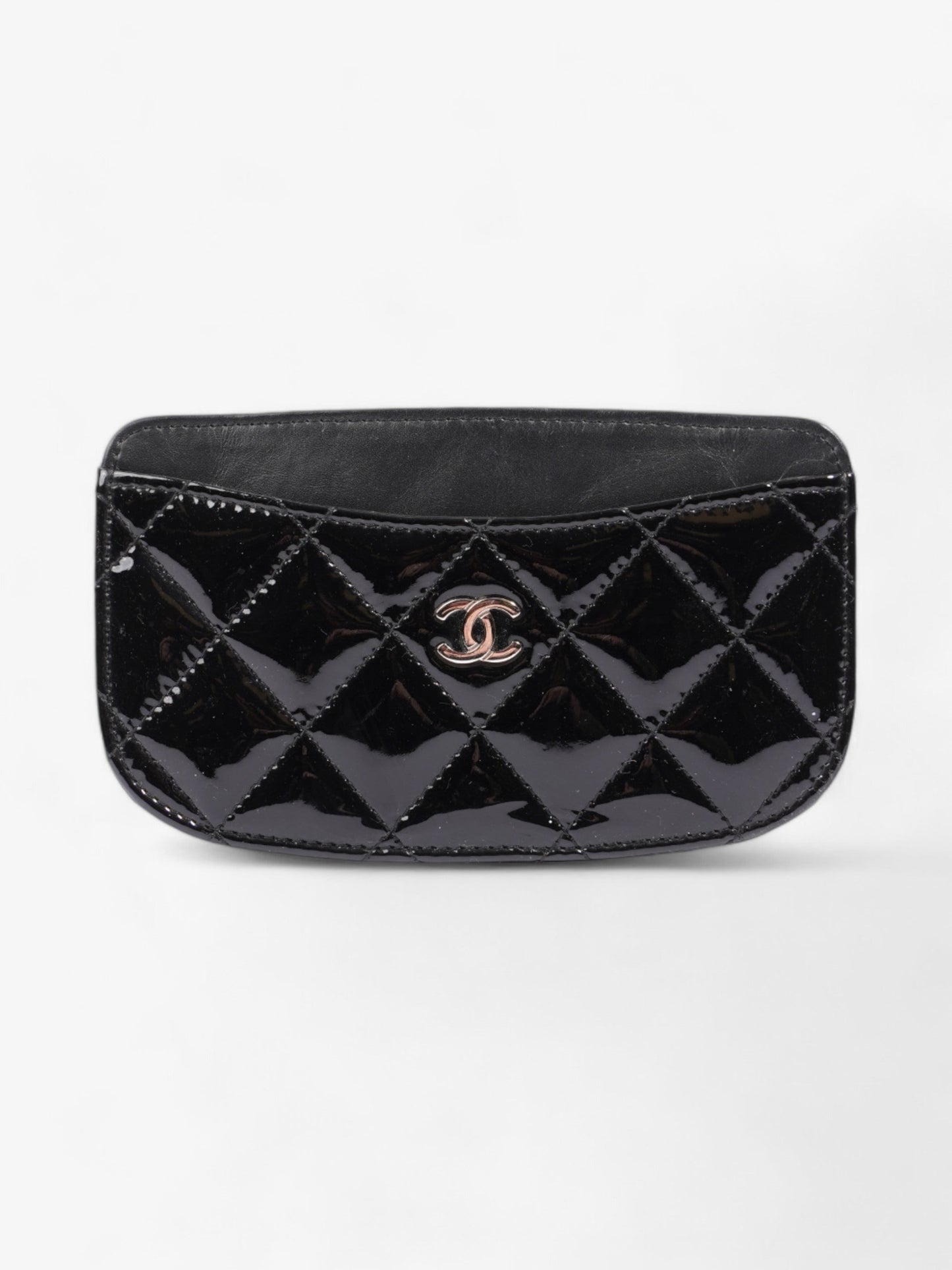 Chanel CC Card Holder Black Patent Leather