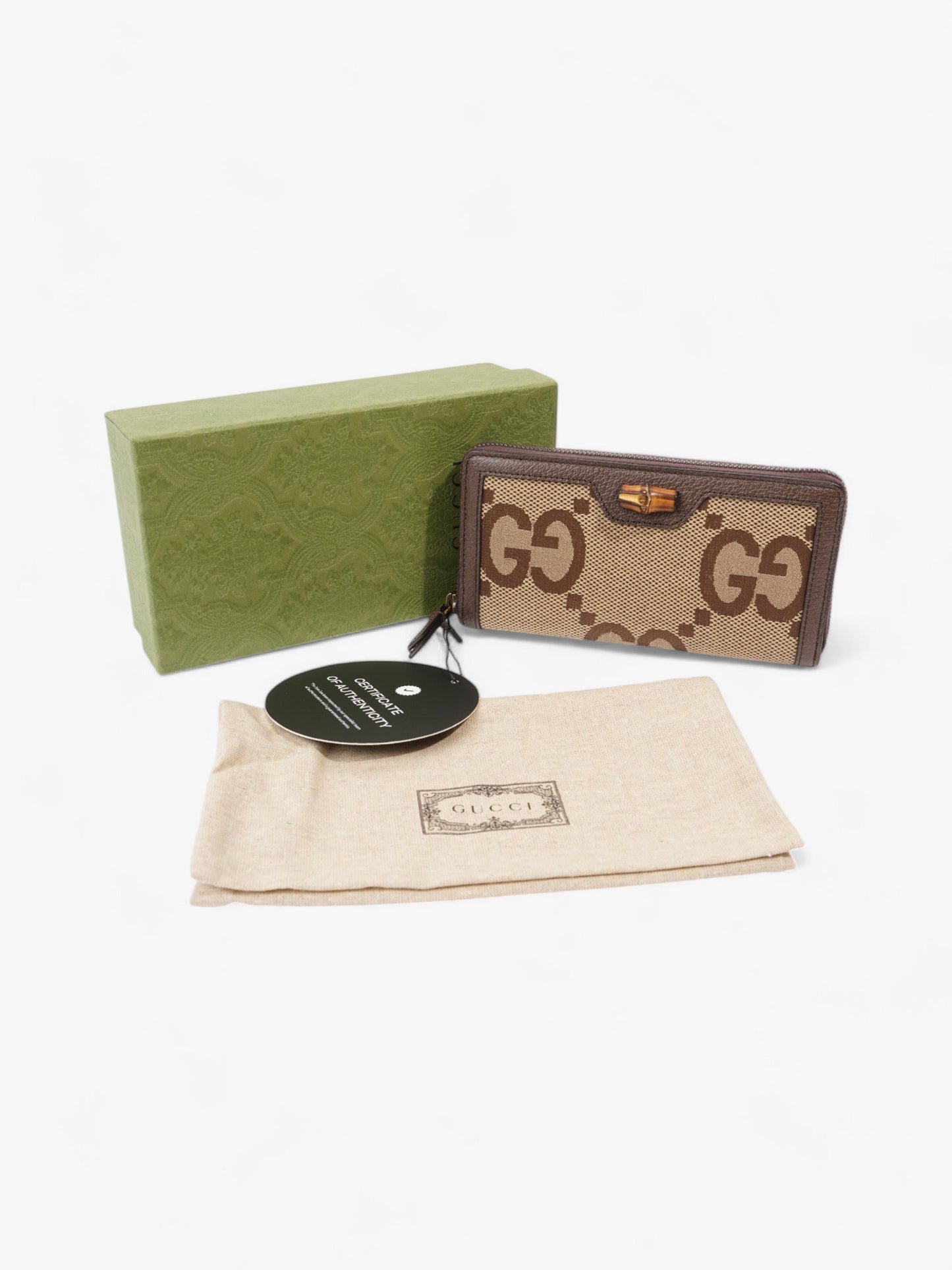 Gucci Diana Continental Wallet Beige / Brown Canvas