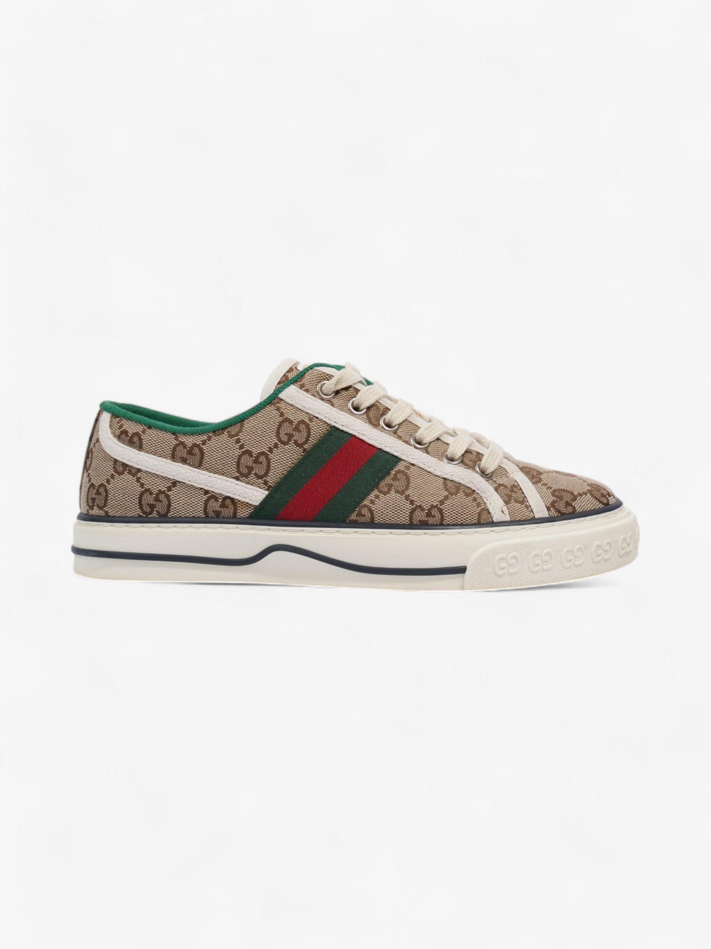 Gucci GG Tennis 1977 Sneakers Beige  / Green / Red Canvas EU 37 UK 4