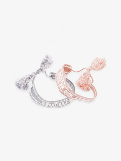 Christian Dior J'Adior Friendship Bracelet Set Pink / Grey / White Cotton
