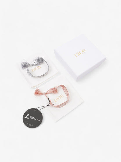 Christian Dior J'Adior Friendship Bracelet Set Pink / Grey / White Cotton