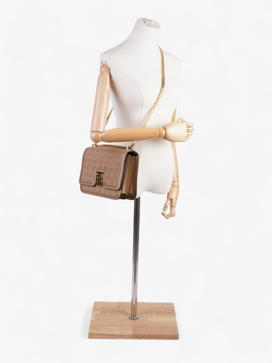 Burberry TB Monogram Chain Bag Honey Calfskin Leather Medium
