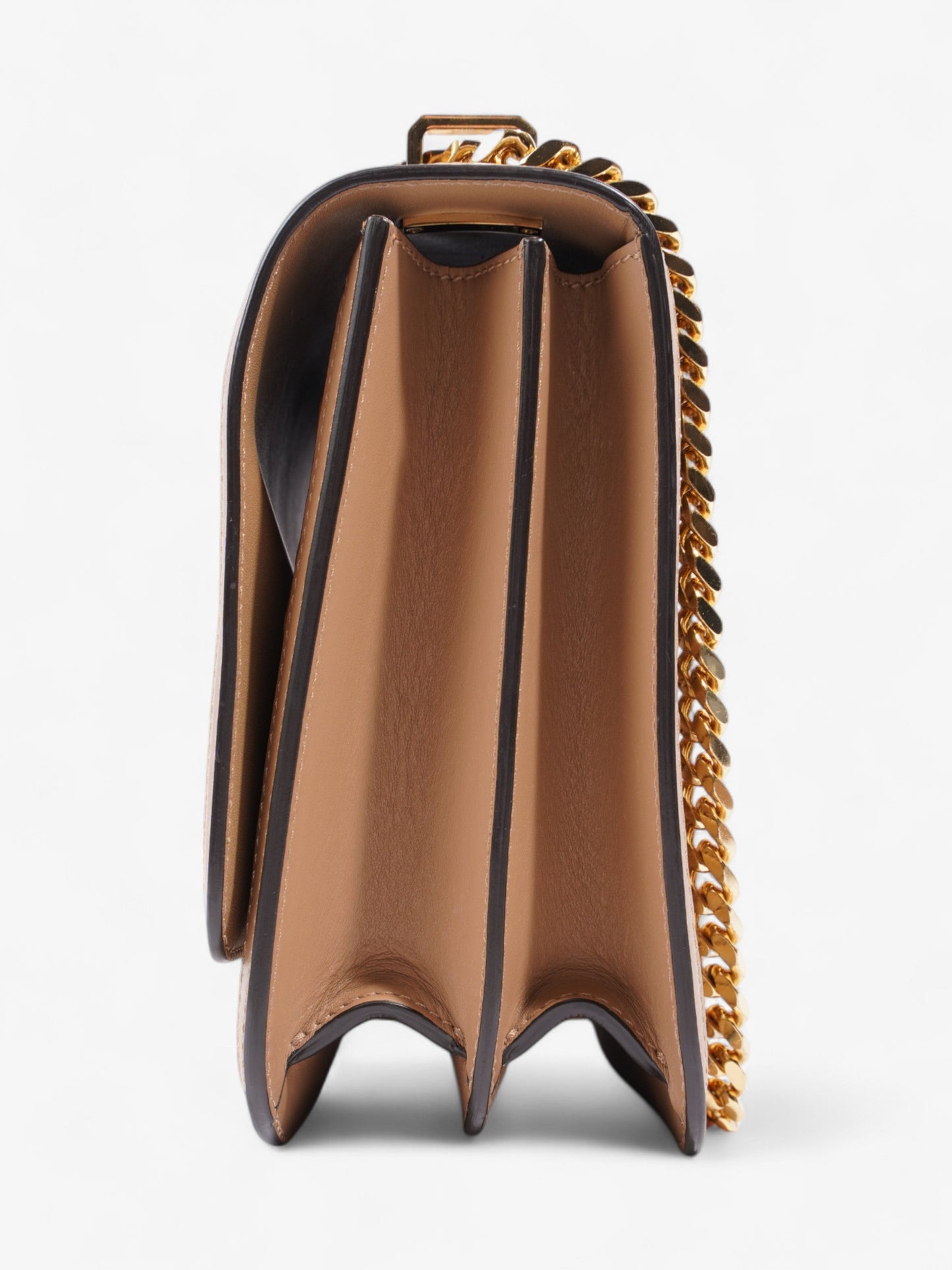 Burberry TB Monogram Chain Bag Honey Calfskin Leather Medium