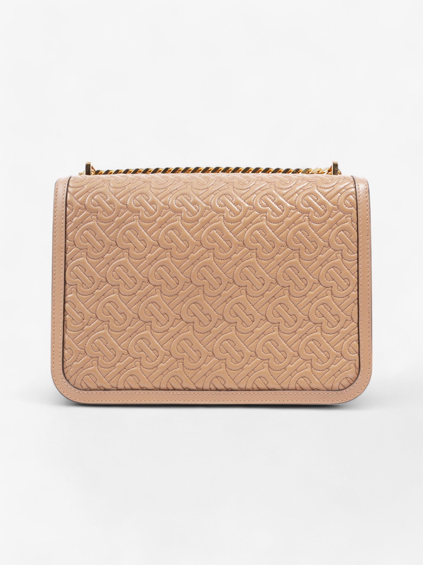 Burberry TB Monogram Chain Bag Honey Calfskin Leather Medium
