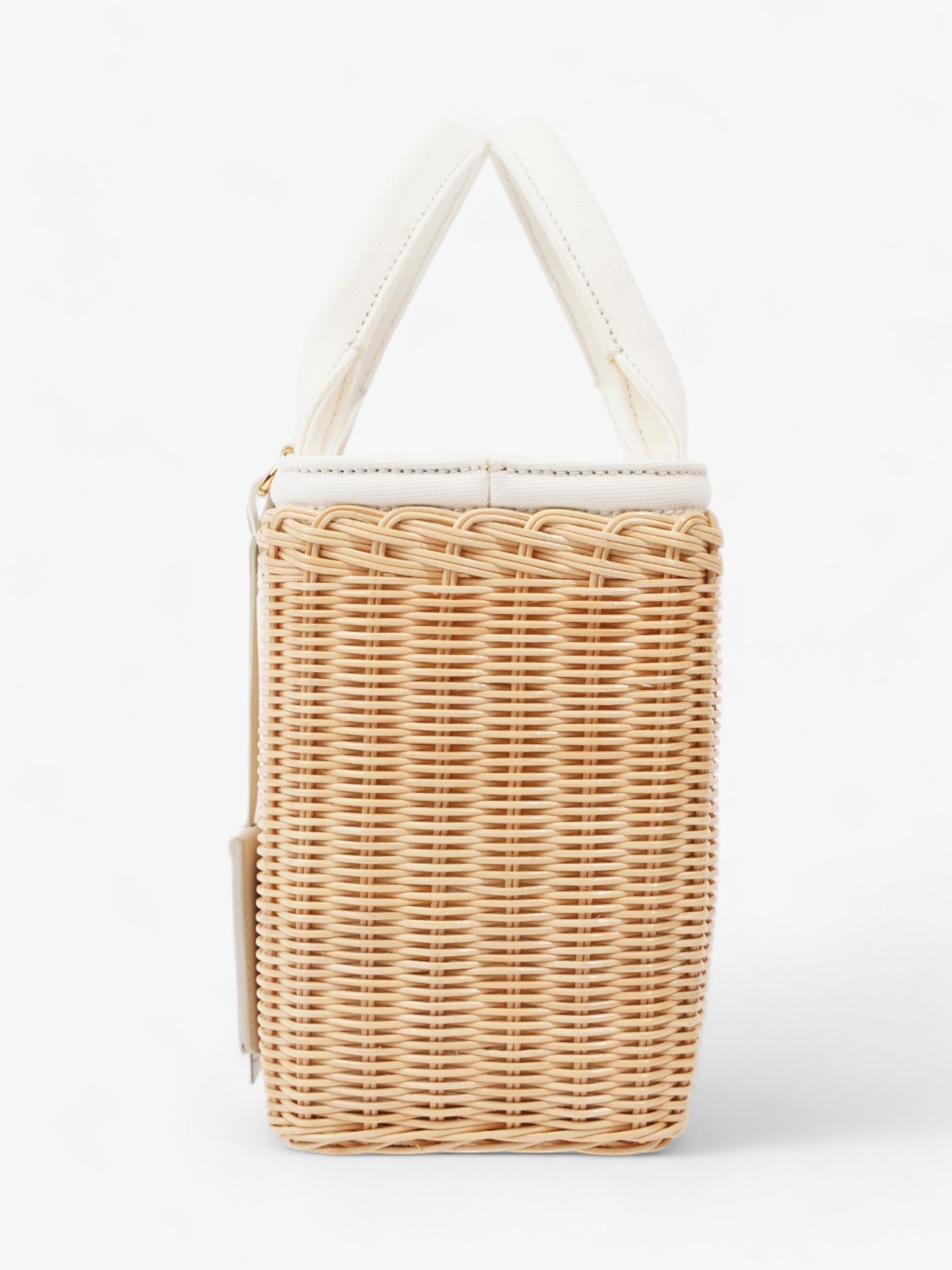 Prada Medium Wicker And Linen Blend Tote Tan / White Wicker