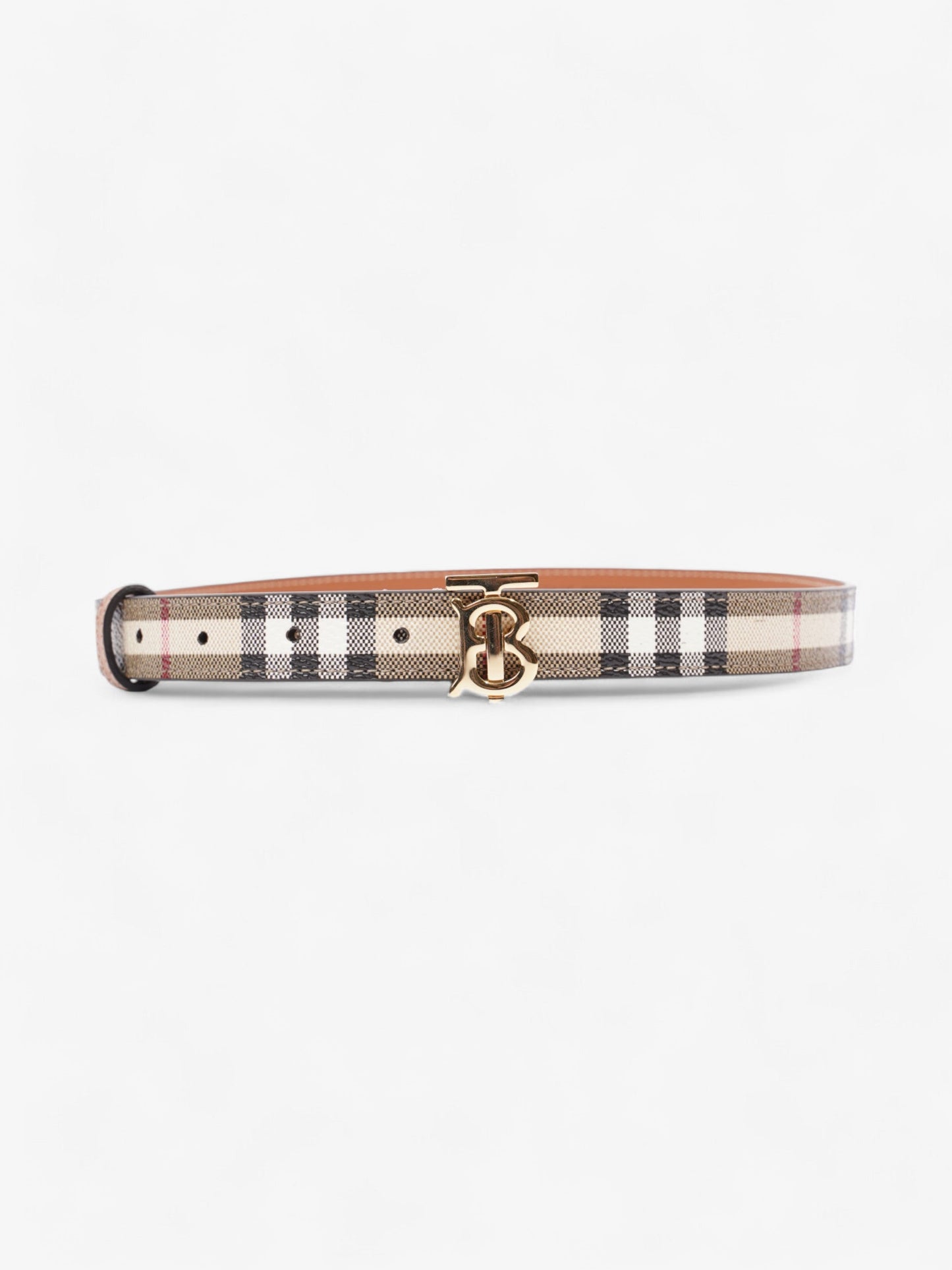 Burberry TB Belt Vintage Check / Light Gold Canvas Small (87cm)