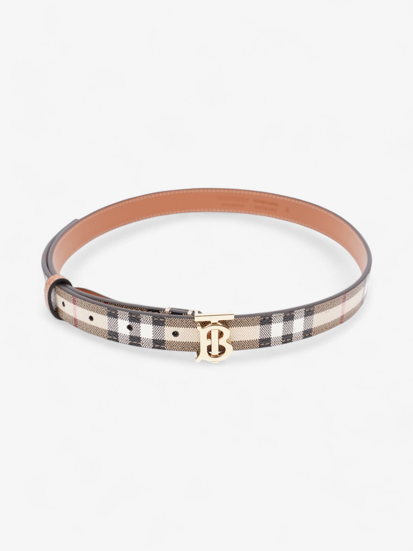 Burberry TB Belt Vintage Check / Light Gold Canvas Small (87cm)