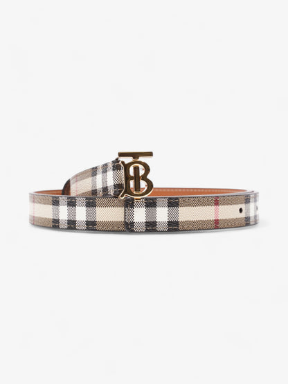 Burberry TB Belt Vintage Check / Light Gold Canvas Small (87cm)