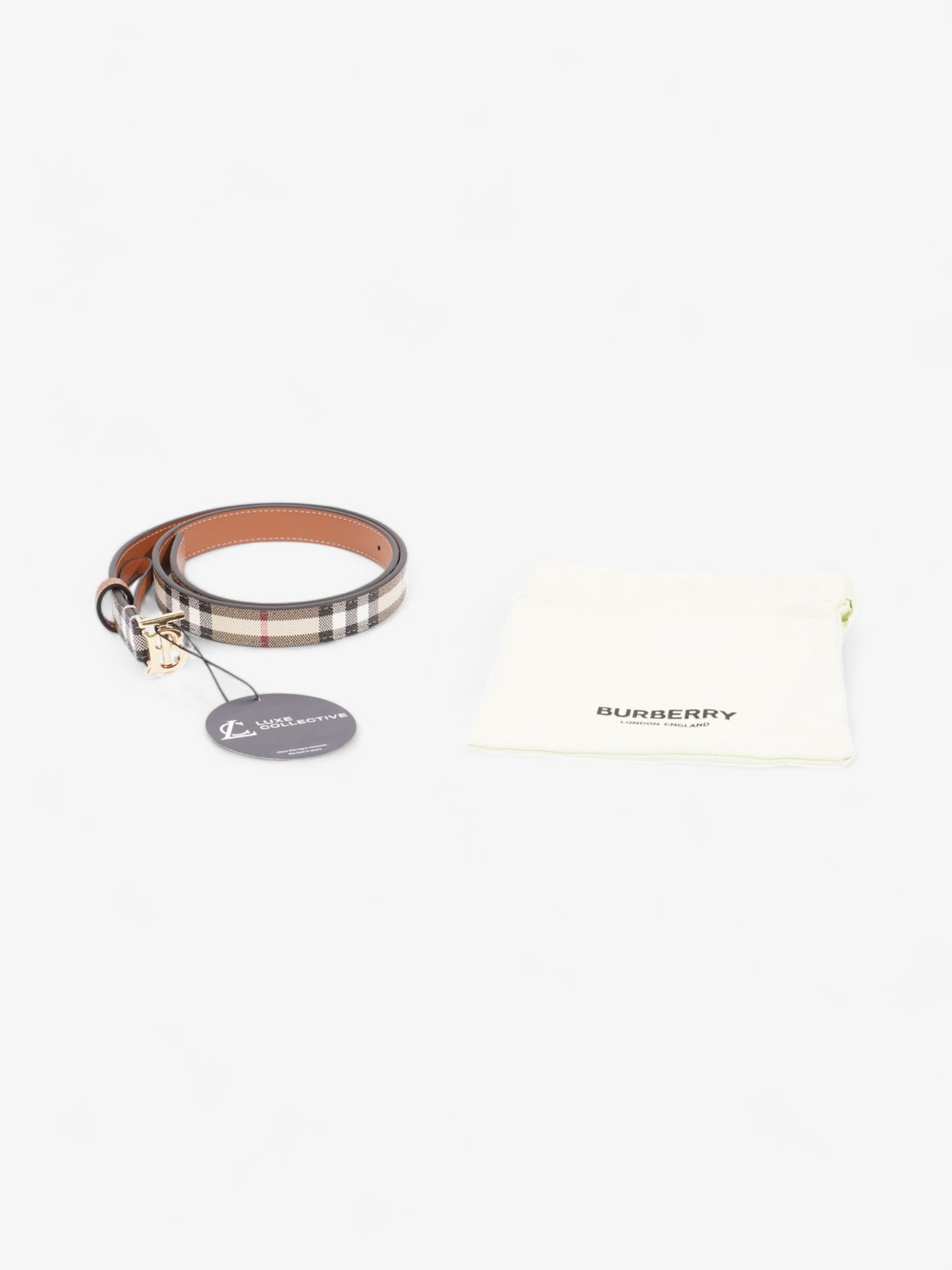 Burberry TB Belt Vintage Check / Light Gold Canvas Small (87cm)