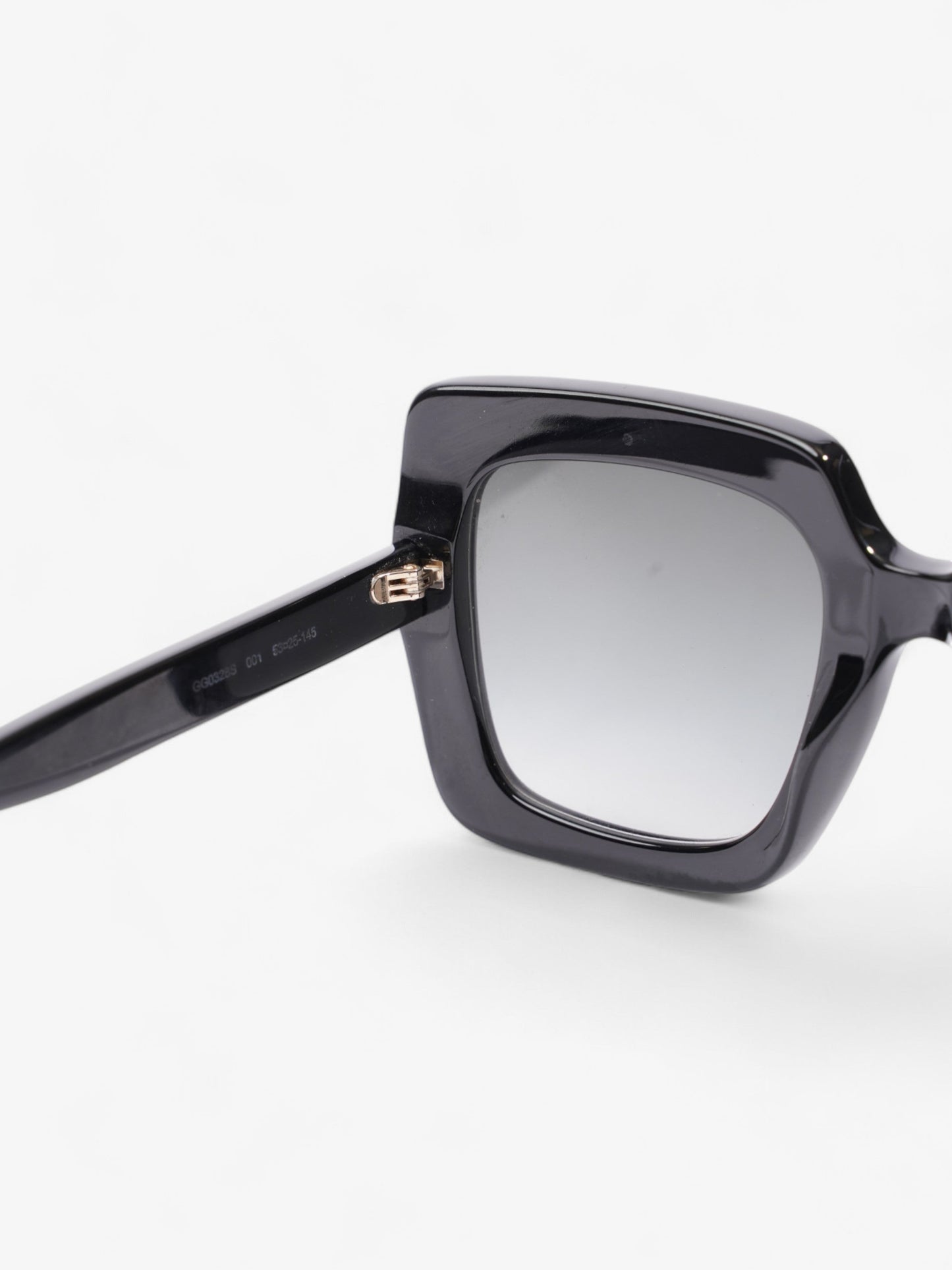 Gucci Oversized Square Sunglasses Black / Gold Acetate 145mm
