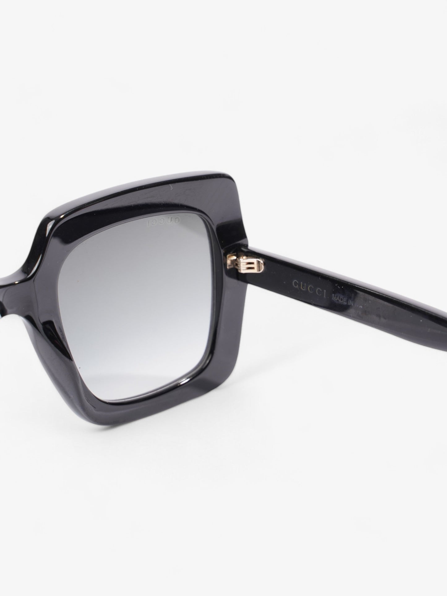 Gucci Oversized Square Sunglasses Black / Gold Acetate 145mm