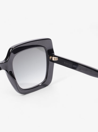 Gucci Oversized Square Sunglasses Black / Gold Acetate 145mm