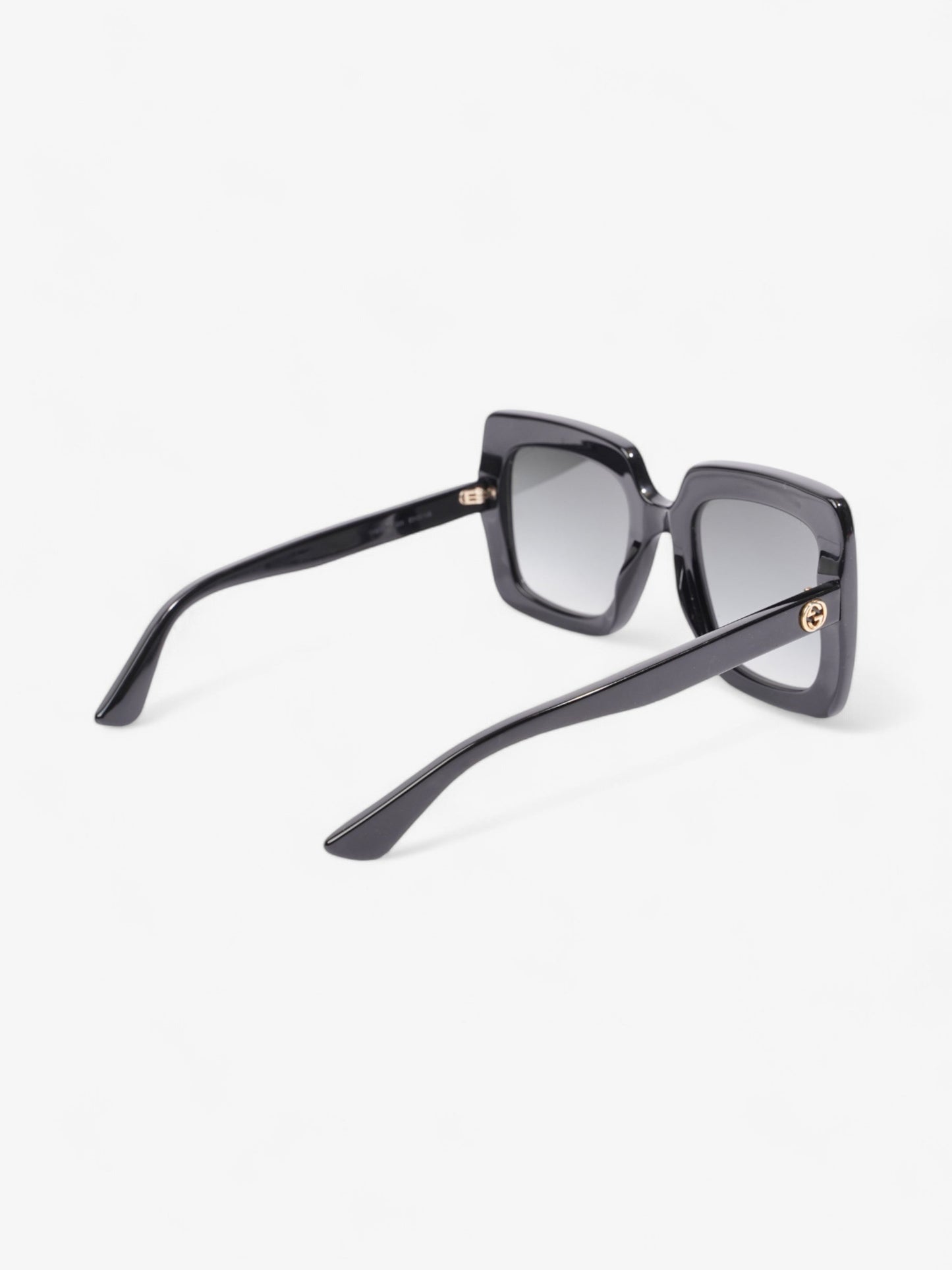 Gucci Oversized Square Sunglasses Black / Gold Acetate 145mm
