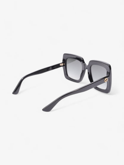 Gucci Oversized Square Sunglasses Black / Gold Acetate 145mm