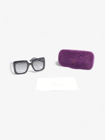 Gucci Oversized Square Sunglasses Black / Gold Acetate 145mm