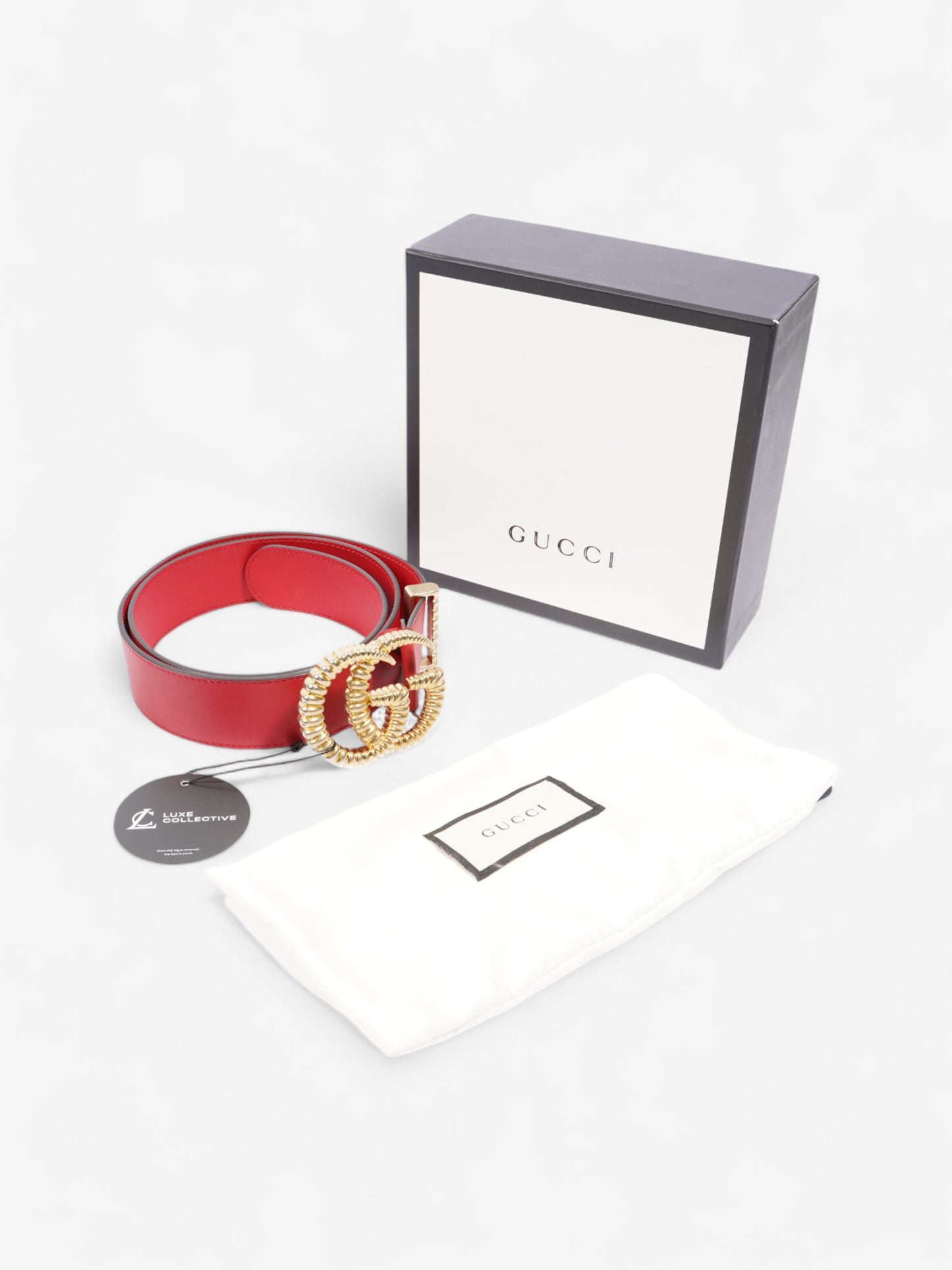Gucci Torchon GG Marmont Belt Red / Gold Leather 90cm / 36"