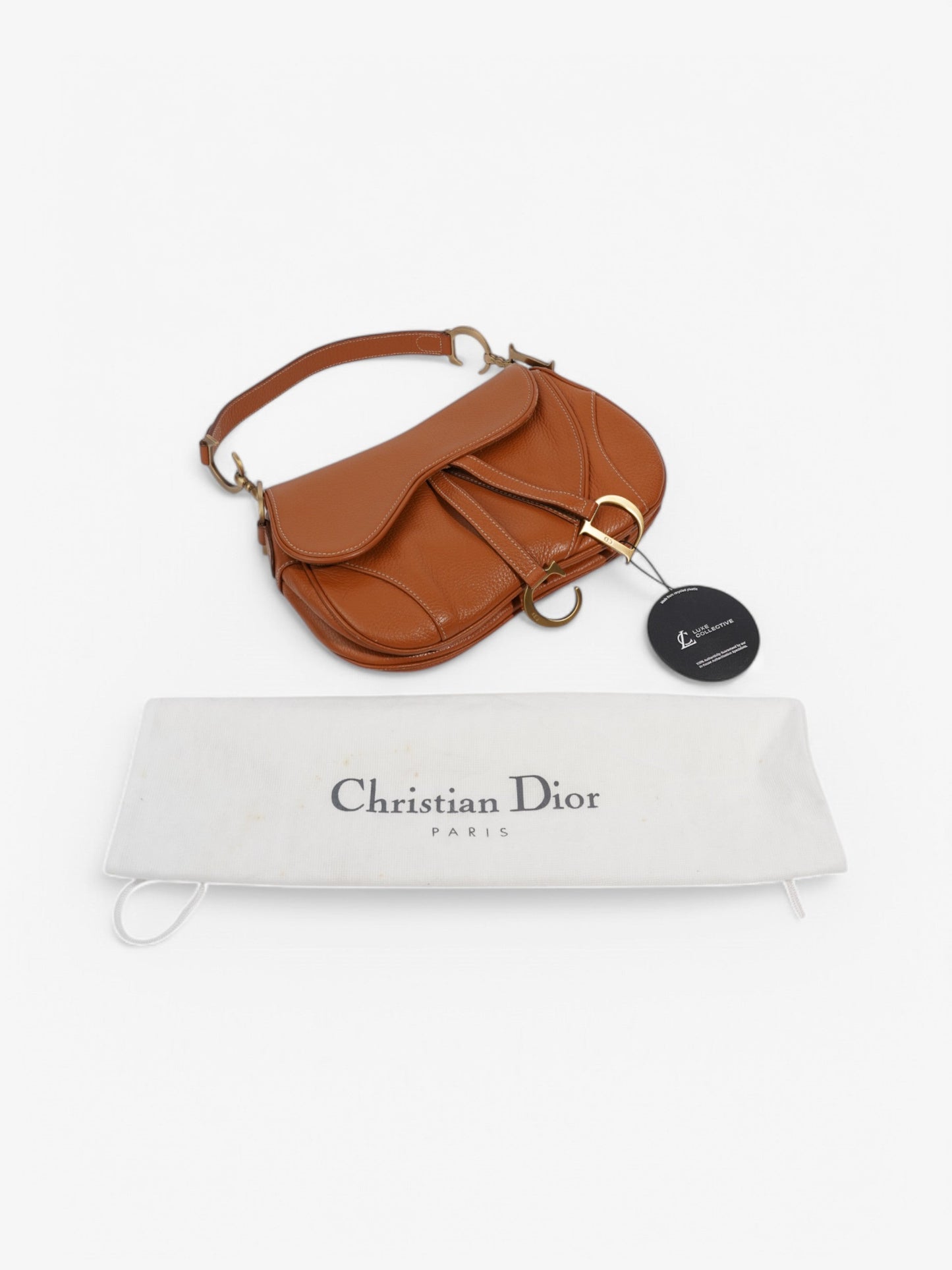 Christian Dior Double Saddle Bag Tan Leather