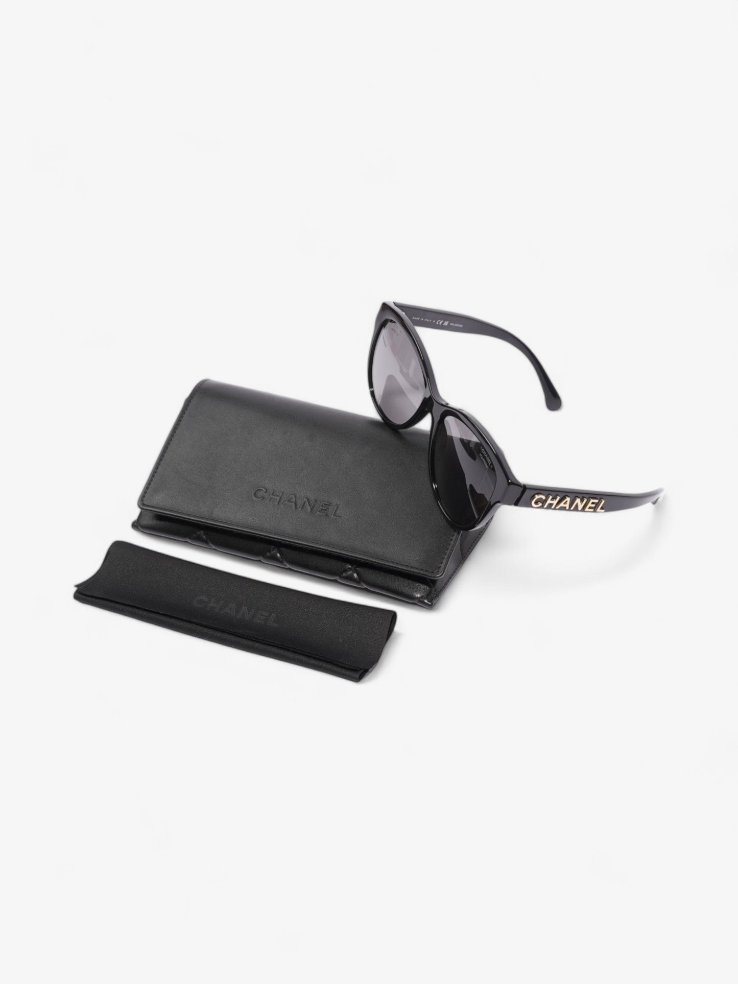 Chanel Cat Eye Sunglasses Black Acetate 140mm