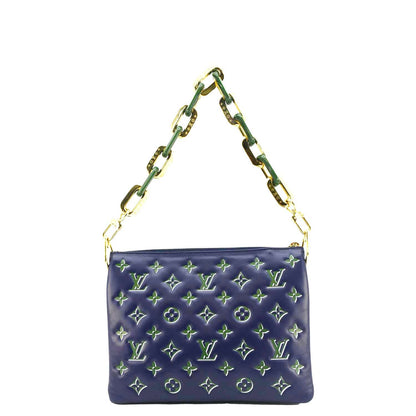 LOUIS VUITTON Coussin PM Monogram Embossed Leather Crossbody Bag Blue