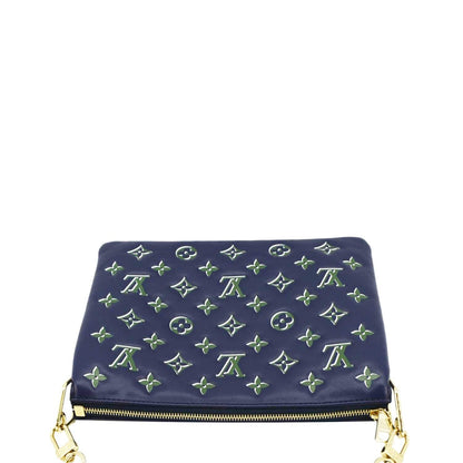 LOUIS VUITTON Coussin PM Monogram Embossed Leather Crossbody Bag Blue
