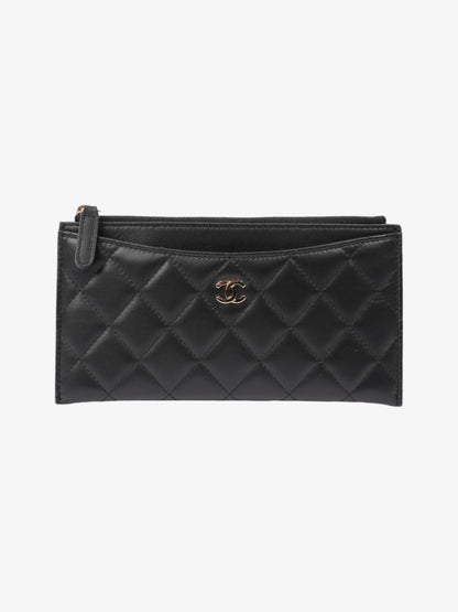 Chanel Zip Wallet Black Lambskin Leather
