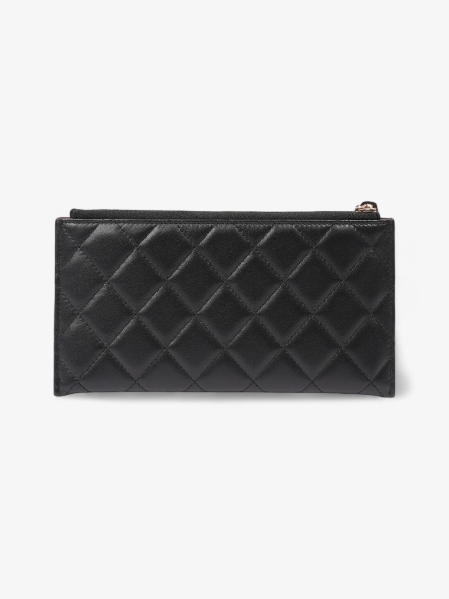 Chanel Zip Wallet Black Lambskin Leather