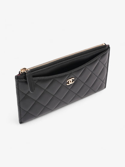 Chanel Zip Wallet Black Lambskin Leather