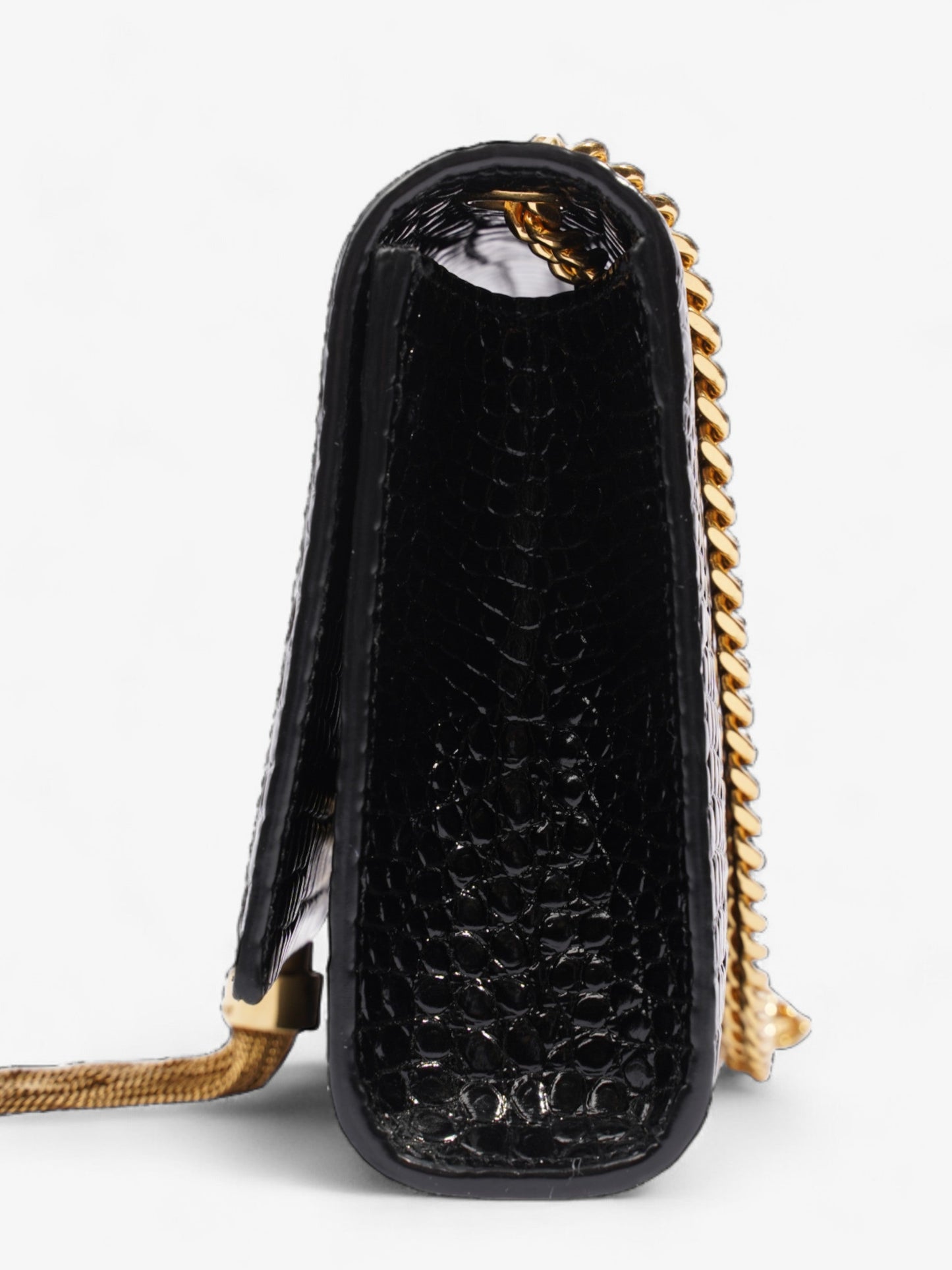 Saint Laurent Kate Tassle Bag Black Embossed Leather Small